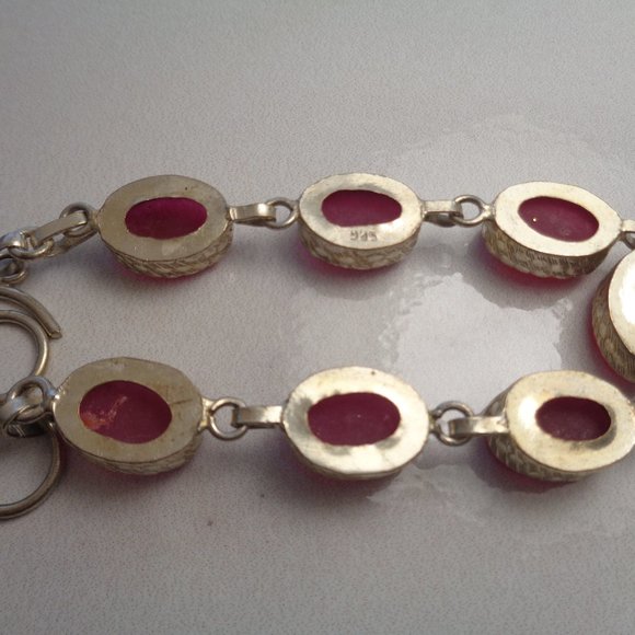 NATURAL RED RUBY GEMSTONE LADYS VINTAGE BRACELET - Picture 4 of 5